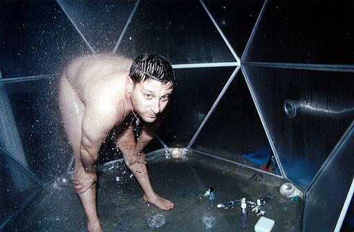 Josh showering in the Bunker