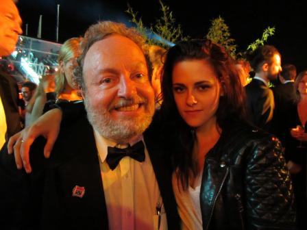 Gerald Nicosia and Kristen Stewart at the after-party for On the Road after it was shown at the Cannes Film Festival, May 23, 2012.  Photo by No&eacute;mie Sornet.