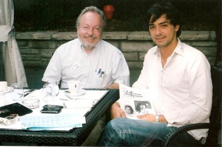 Gerald Nicosia with On the Road producer Charles Gillibert, Garden restaurant of St.-Sulpice Hotel, Montreal, July 2010. Photo by Michel Bornais. 
